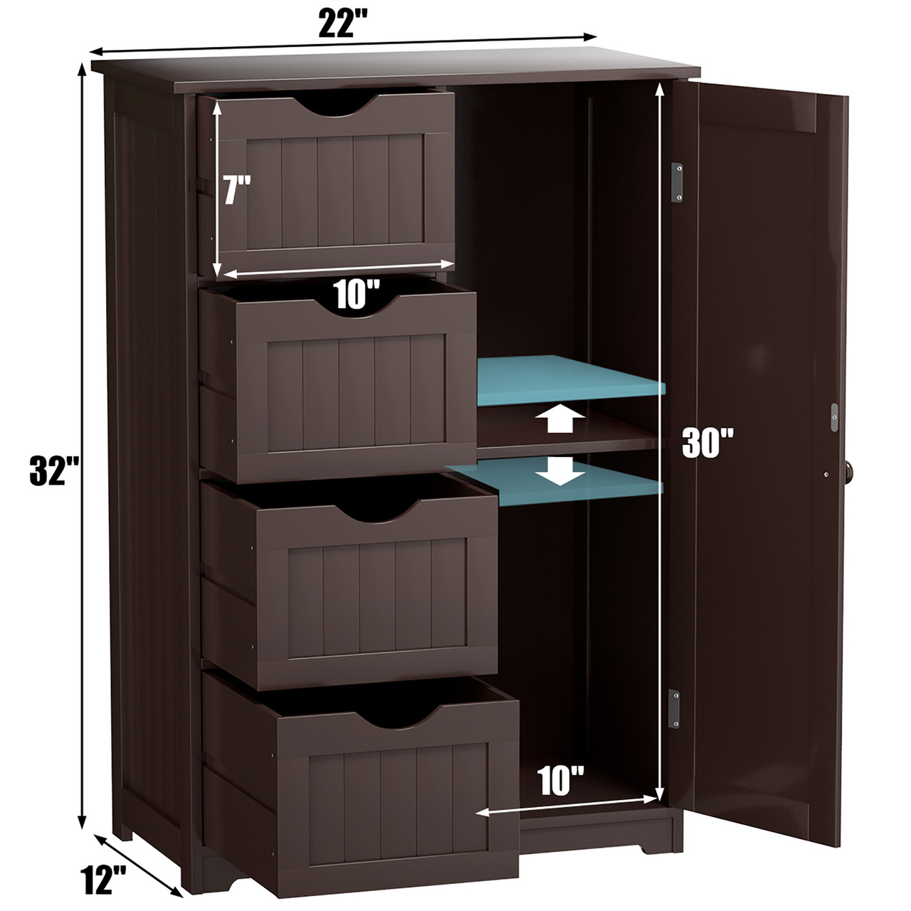 4-Drawer Standing Bathroom Storage Cabinet product image