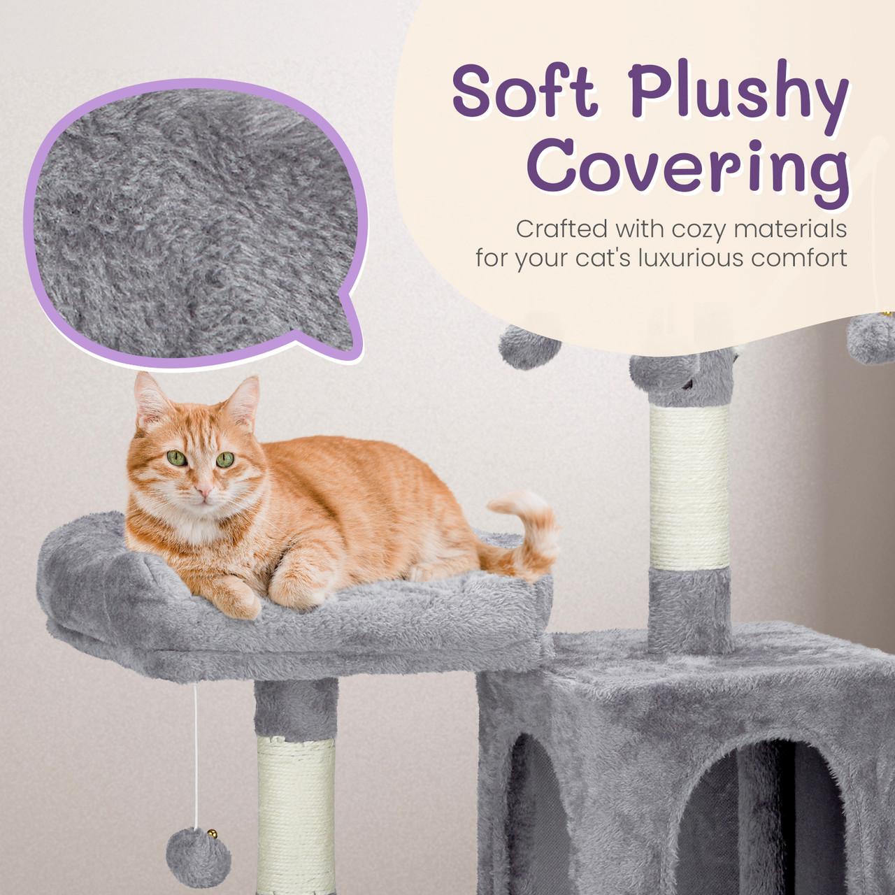 57" Cat Tree Tower with Padded Platform Bed and Sisal Scratching Posts product image