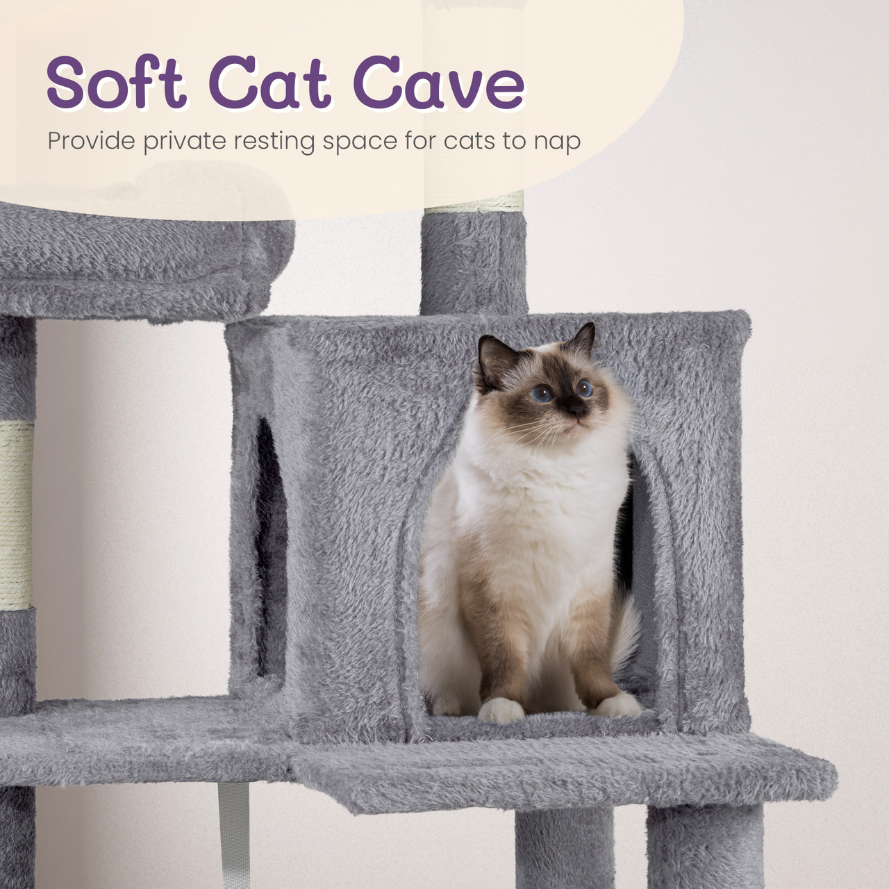 57" Cat Tree Tower with Padded Platform Bed and Sisal Scratching Posts product image
