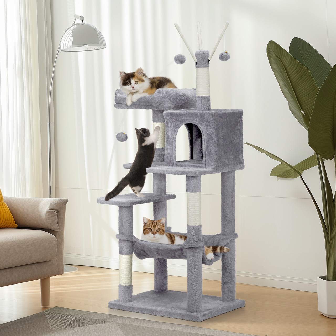 57" Cat Tree Tower with Padded Platform Bed and Sisal Scratching Posts product image