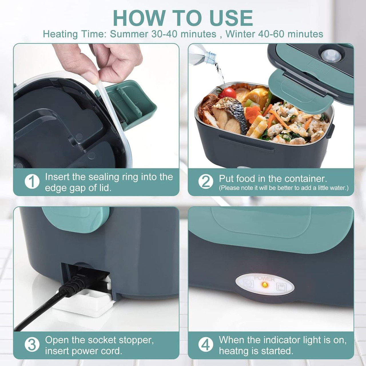 Electric Dual Function Heating Lunchbox with Leak-Proof Seal Ring product image