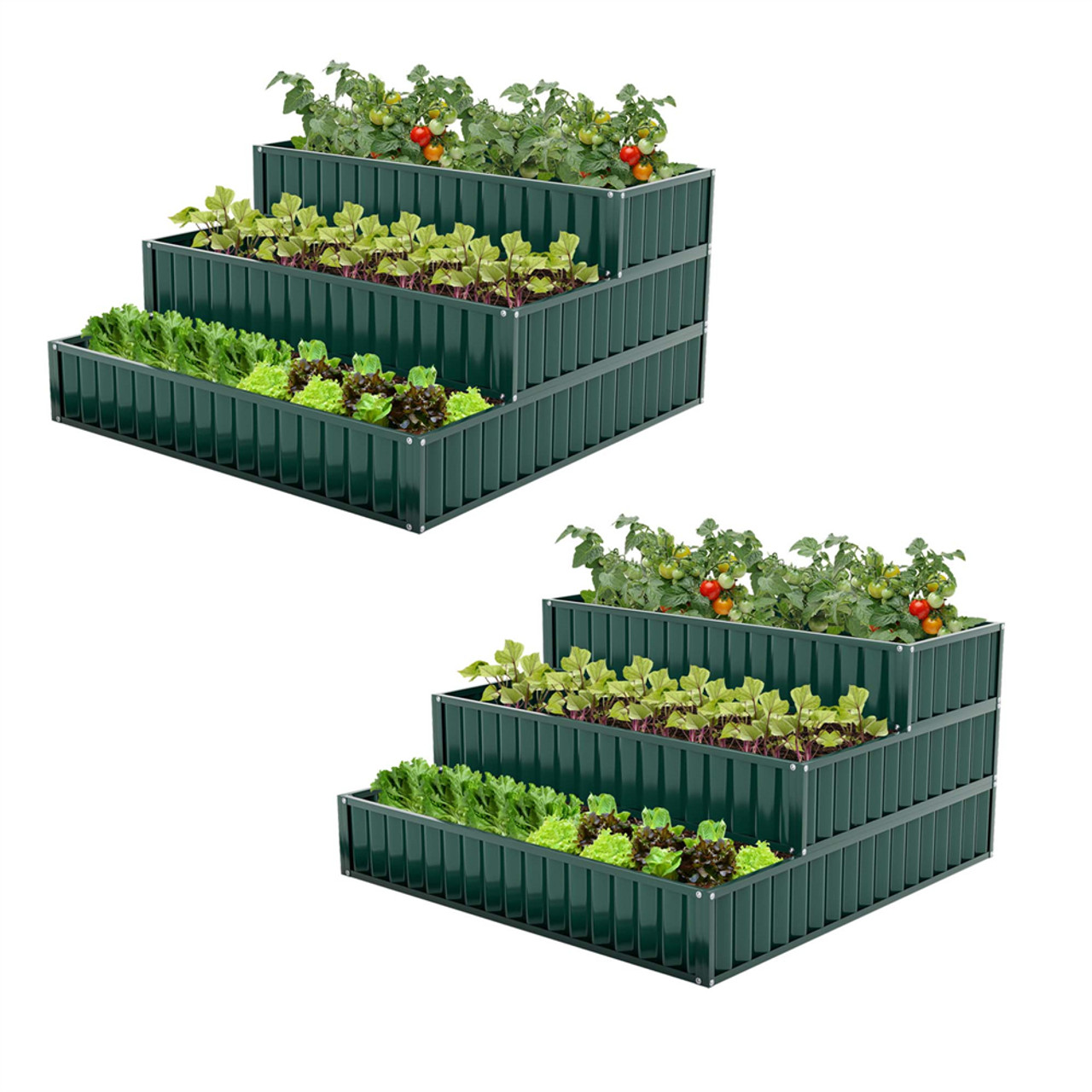Heavy-Duty Metal Outdoor 3-Tier Raised Garden Bed Planter Box product image