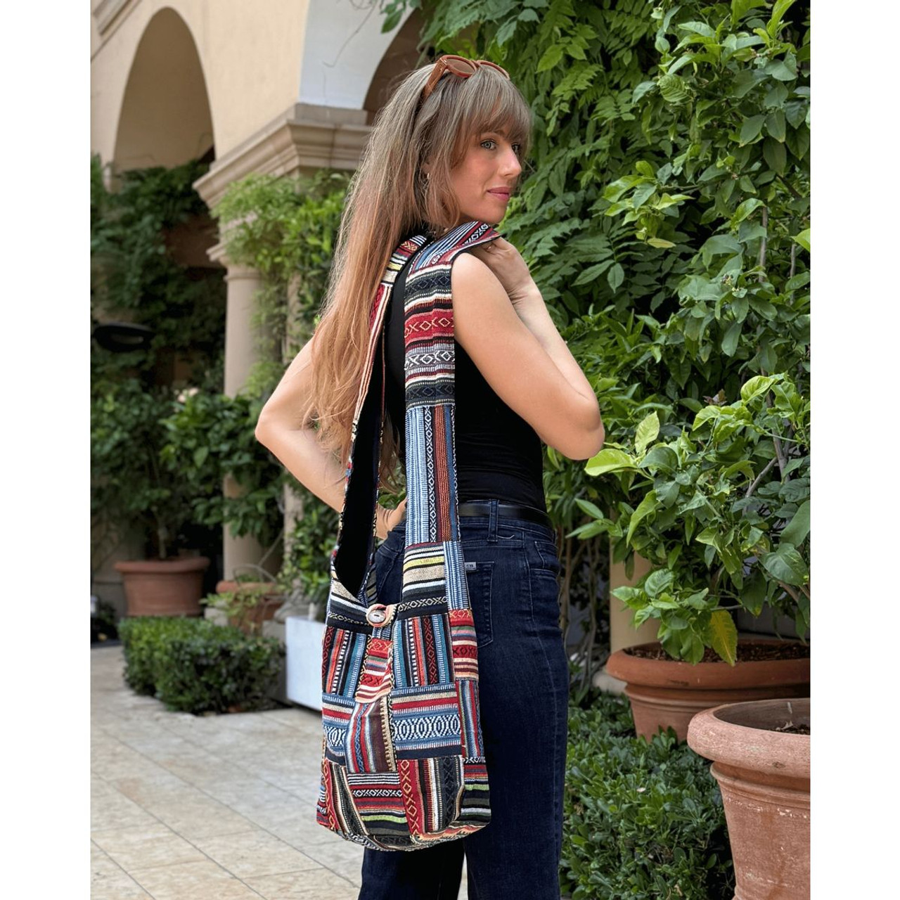 Kathmandu Collection Patchwork Striped Hobo Bag product image