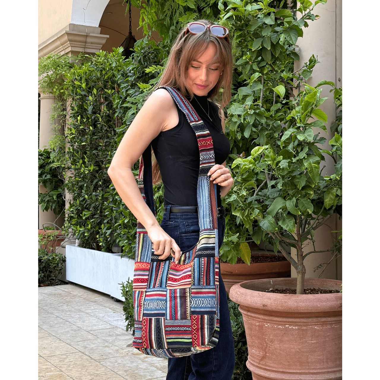 Kathmandu Collection Patchwork Striped Hobo Bag product image