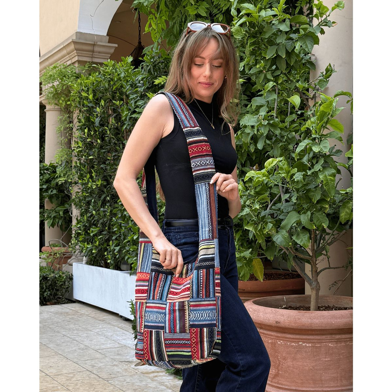 Kathmandu Collection Patchwork Striped Hobo Bag product image