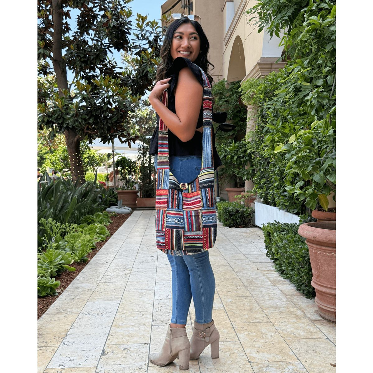 Kathmandu Collection Patchwork Striped Hobo Bag product image