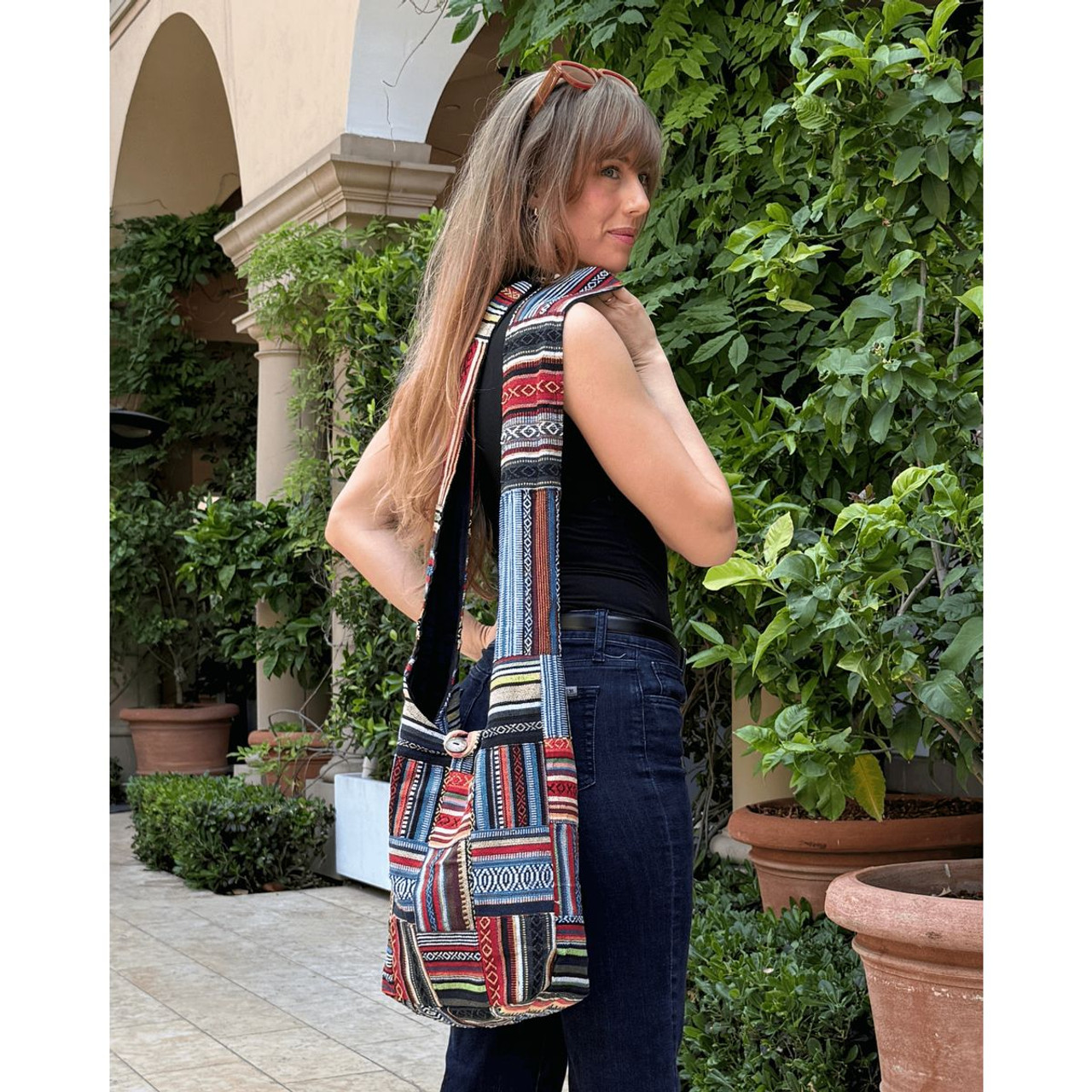 Kathmandu Collection Patchwork Striped Hobo Bag product image