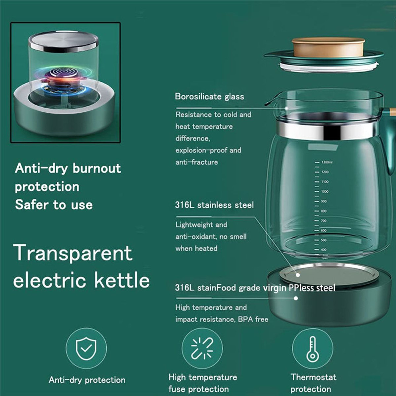 Electric Kettle with Night Light and Faster Cooling Fan product image