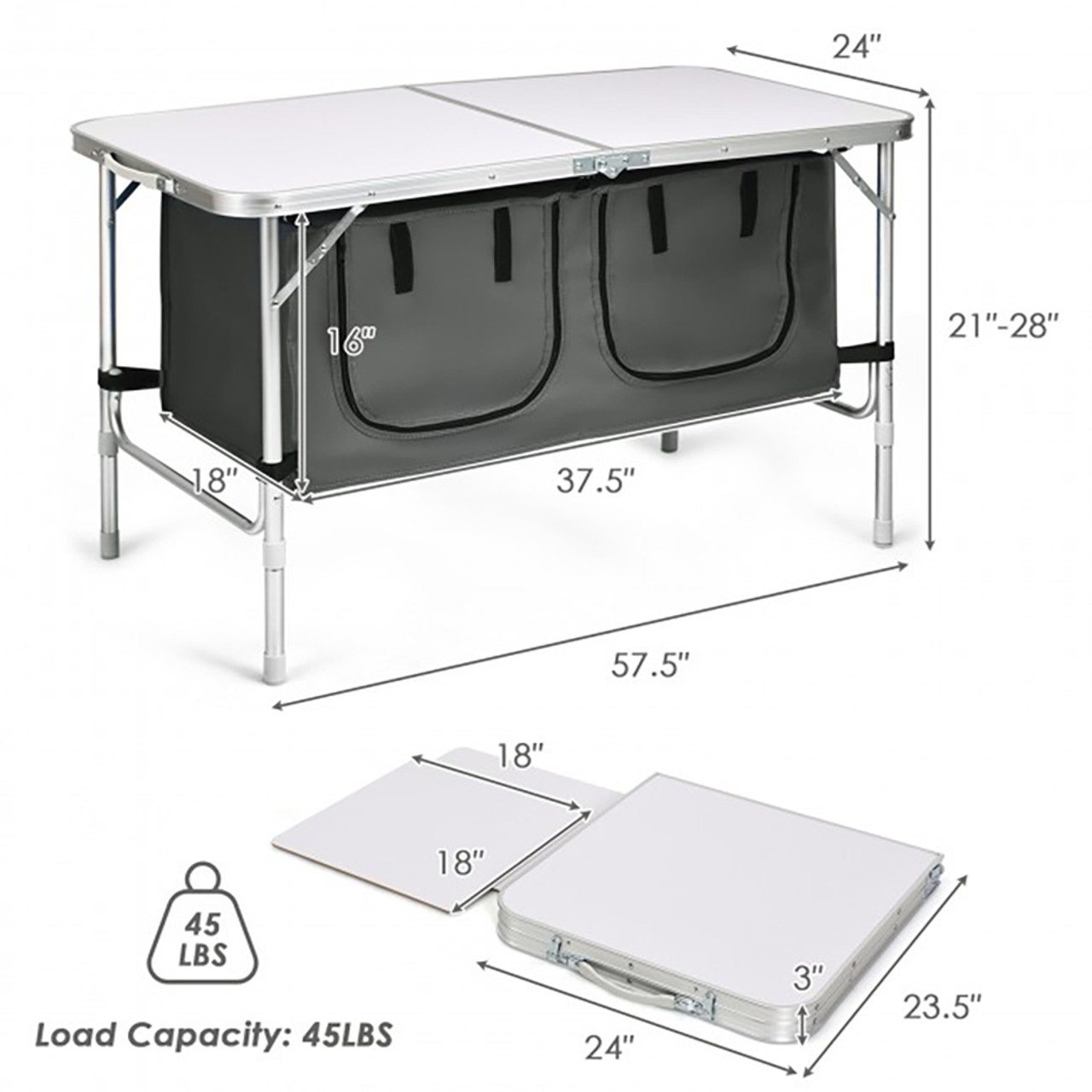Height Adjustable Folding Camping Table product image