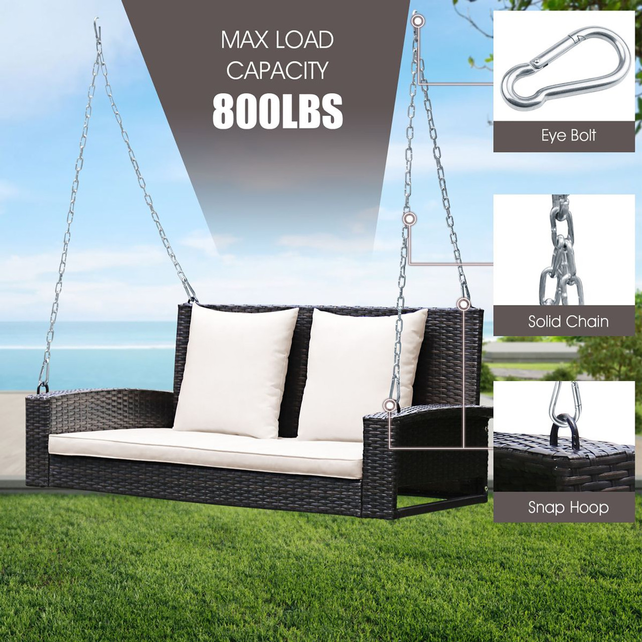 2-Person Rattan Porch Swing product image