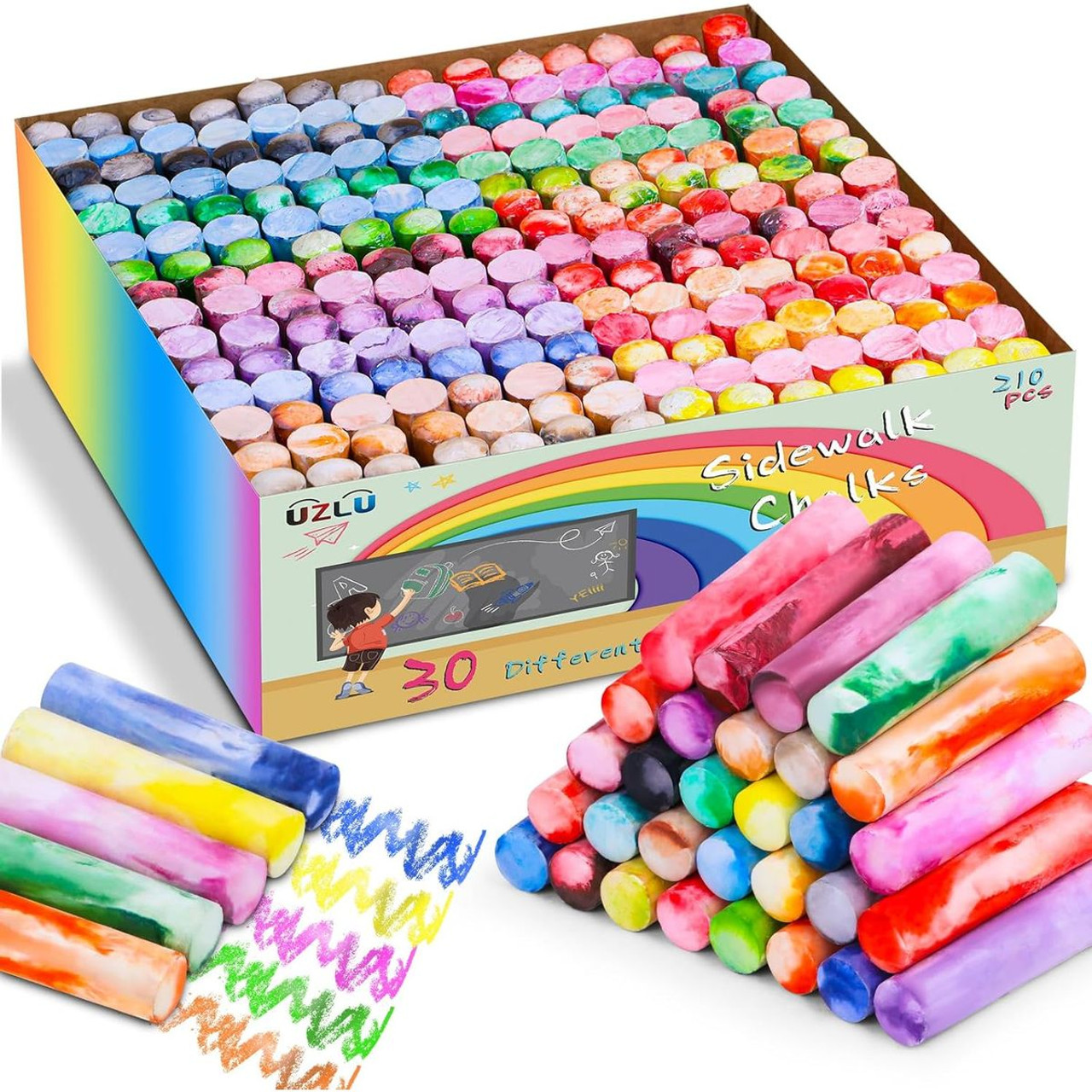 210-Piece Tie-Dye Sidewalk Chalk (30 Colors) product image