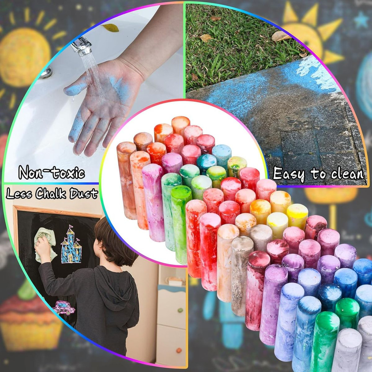 210-Piece Tie-Dye Sidewalk Chalk (30 Colors) product image