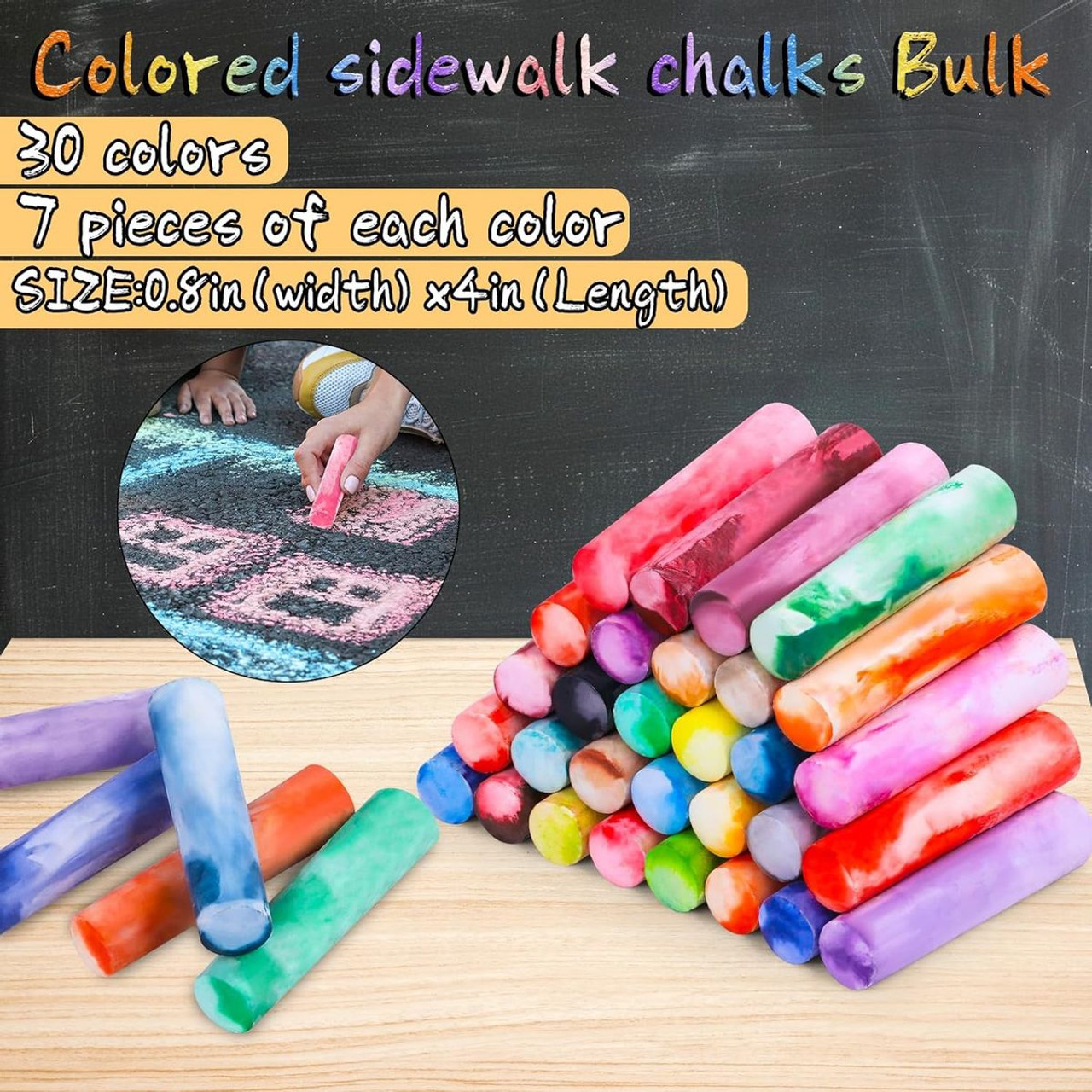 210-Piece Tie-Dye Sidewalk Chalk (30 Colors) product image