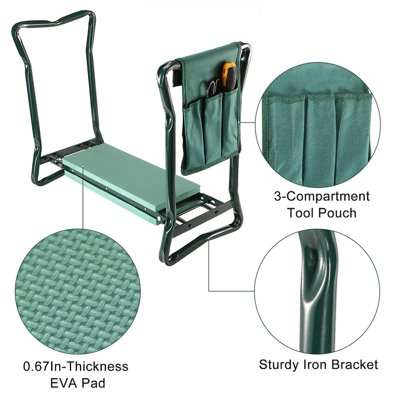 Padded Garden Kneeler and Seat with Detachable Tool Storage Pouch product image