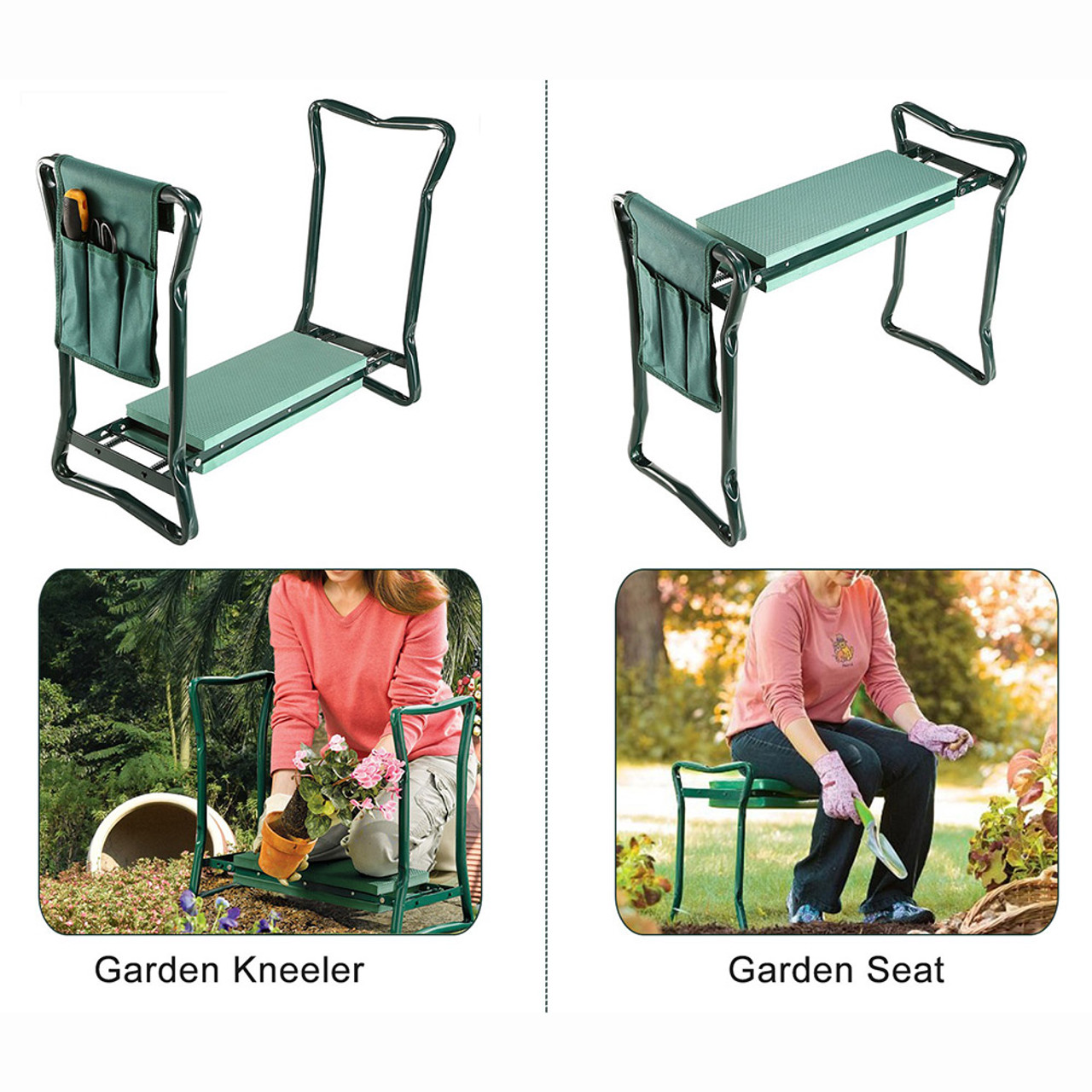 Padded Garden Kneeler and Seat with Detachable Tool Storage Pouch product image