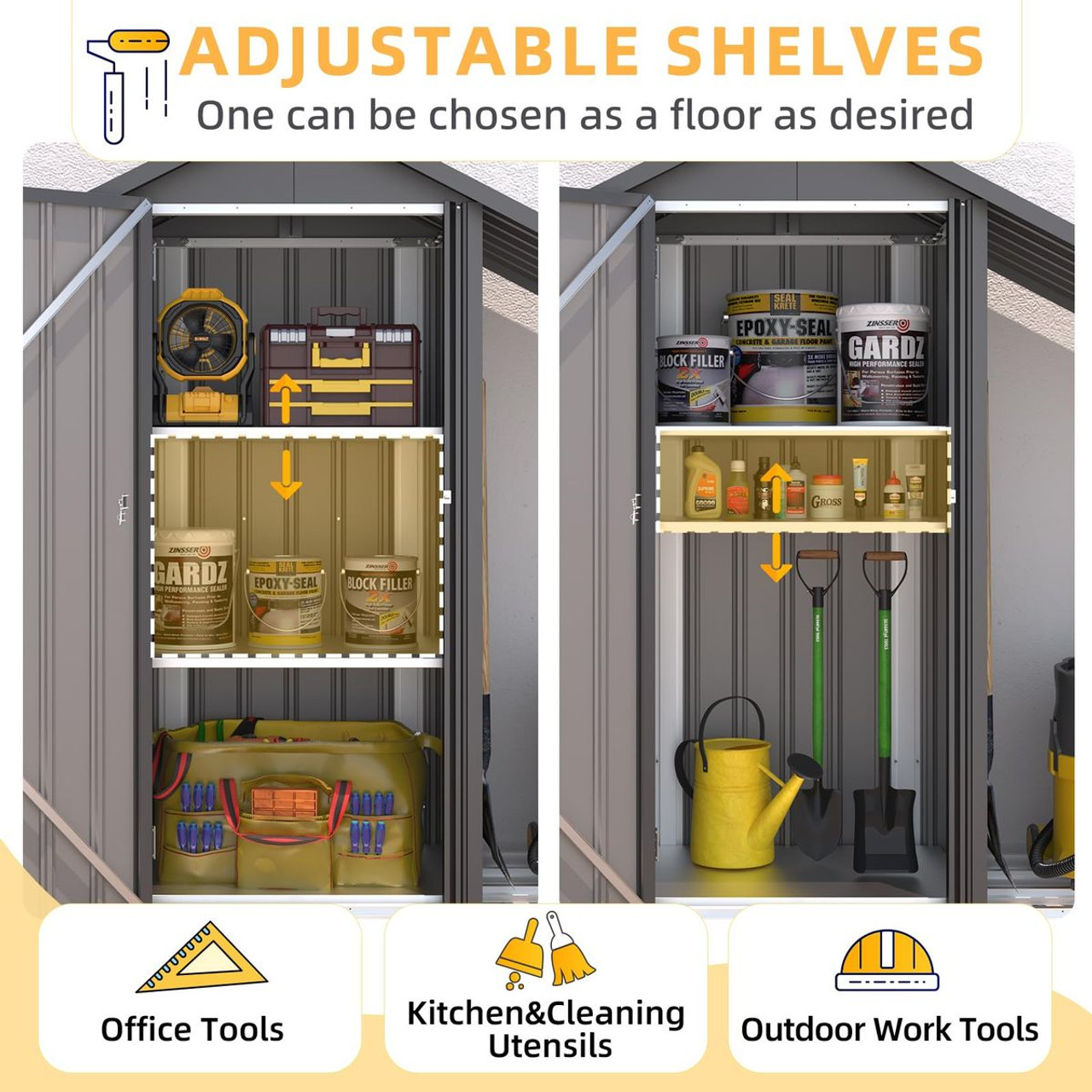 Waterproof Outdoor Cabinet with Shelves and Lean-To product image