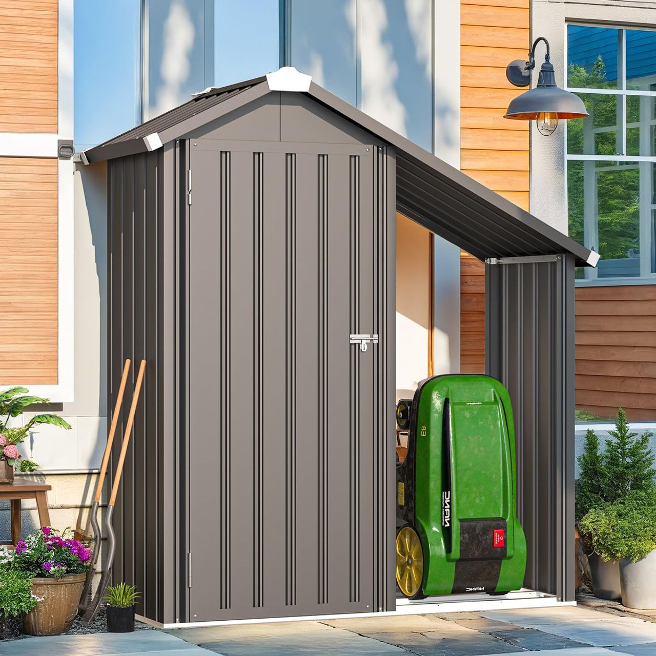 Waterproof Outdoor Cabinet with Shelves and Lean-To product image