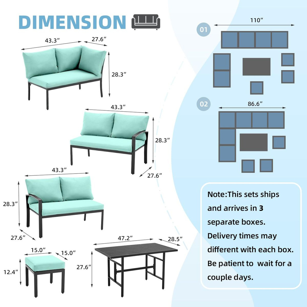 7-Piece Outdoor Convertible Patio Furniture Set product image