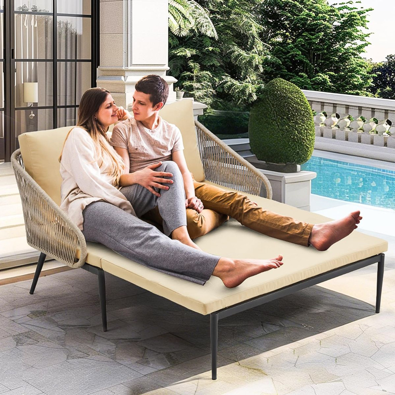 Outdoor Convertible Double Chaise Lounge Chair product image