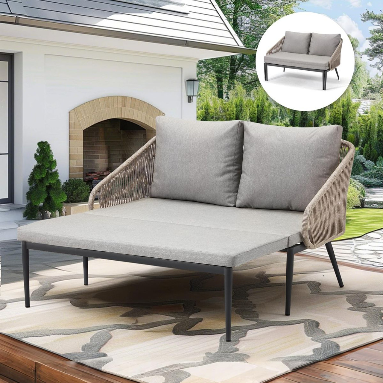 Outdoor Convertible Double Chaise Lounge Chair product image