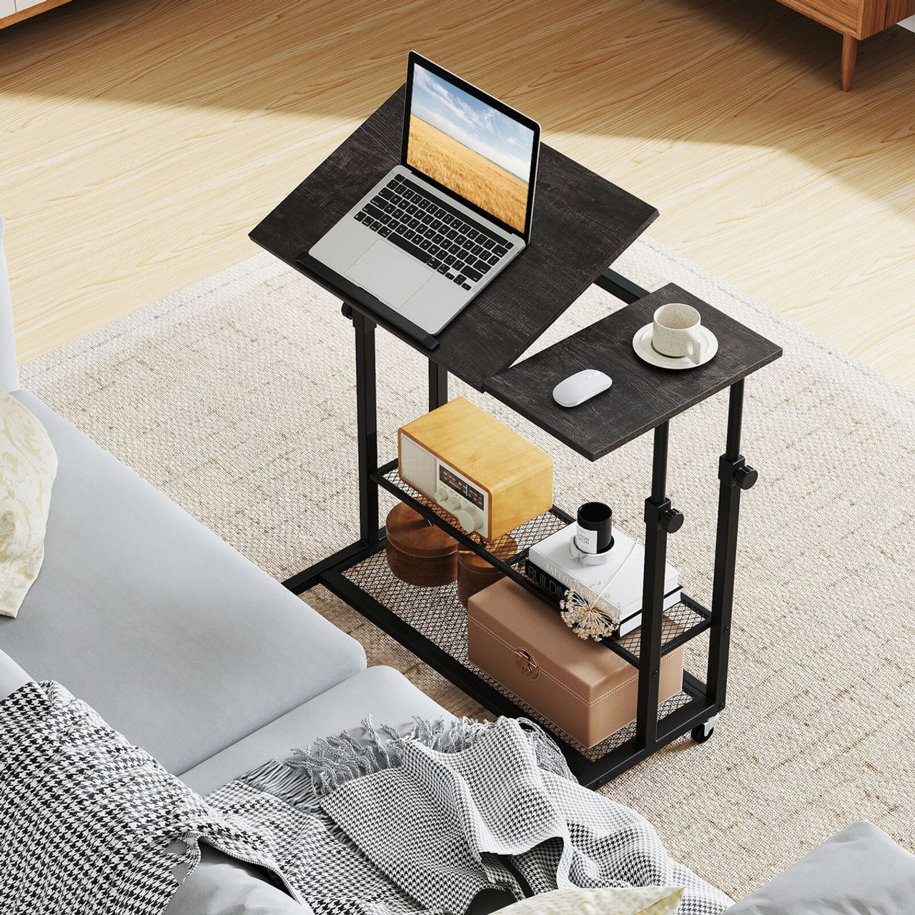 Mobile Stand-Up Desk with Tilting Tabletop and Storage  product image