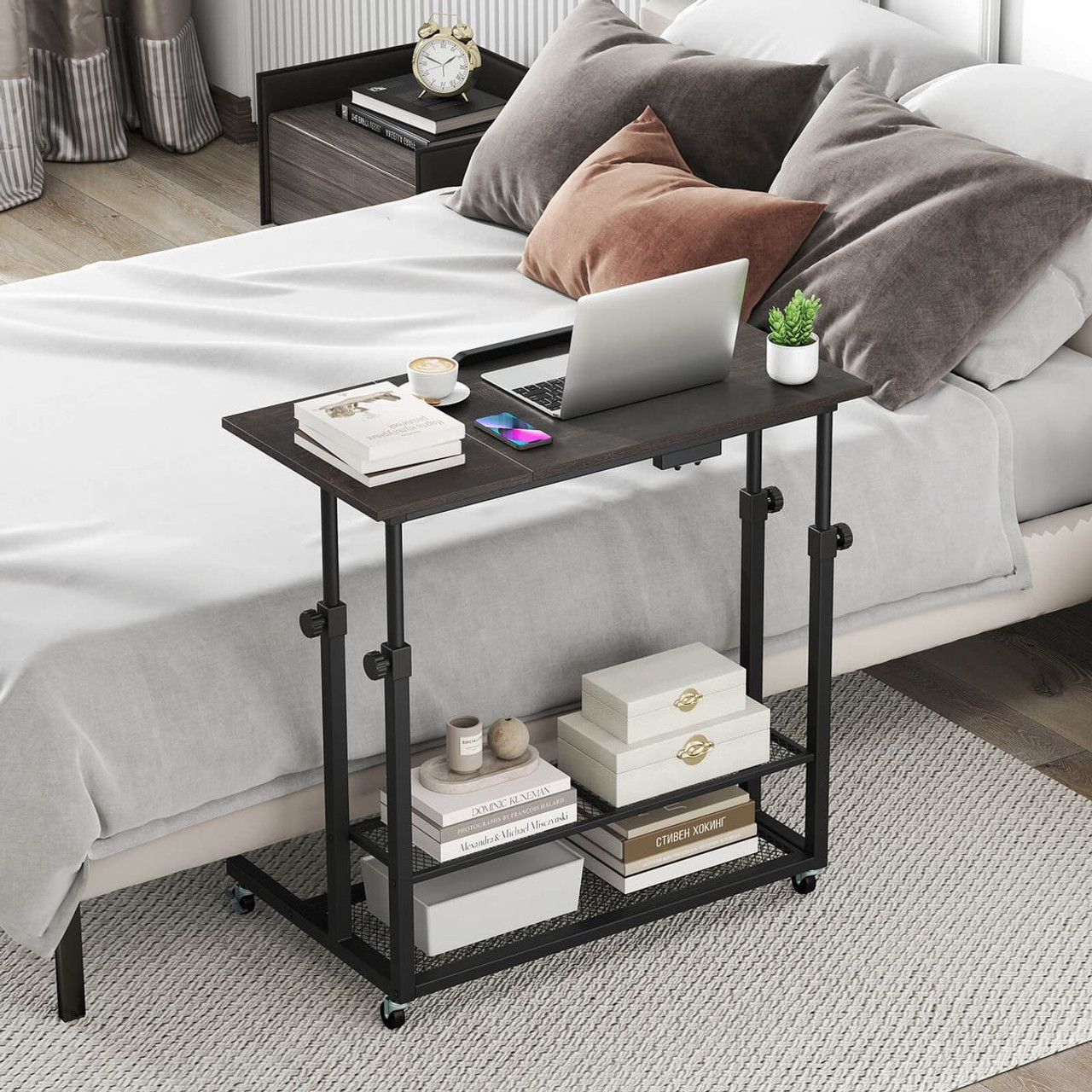 Mobile Stand-Up Desk with Tilting Tabletop and Storage  product image