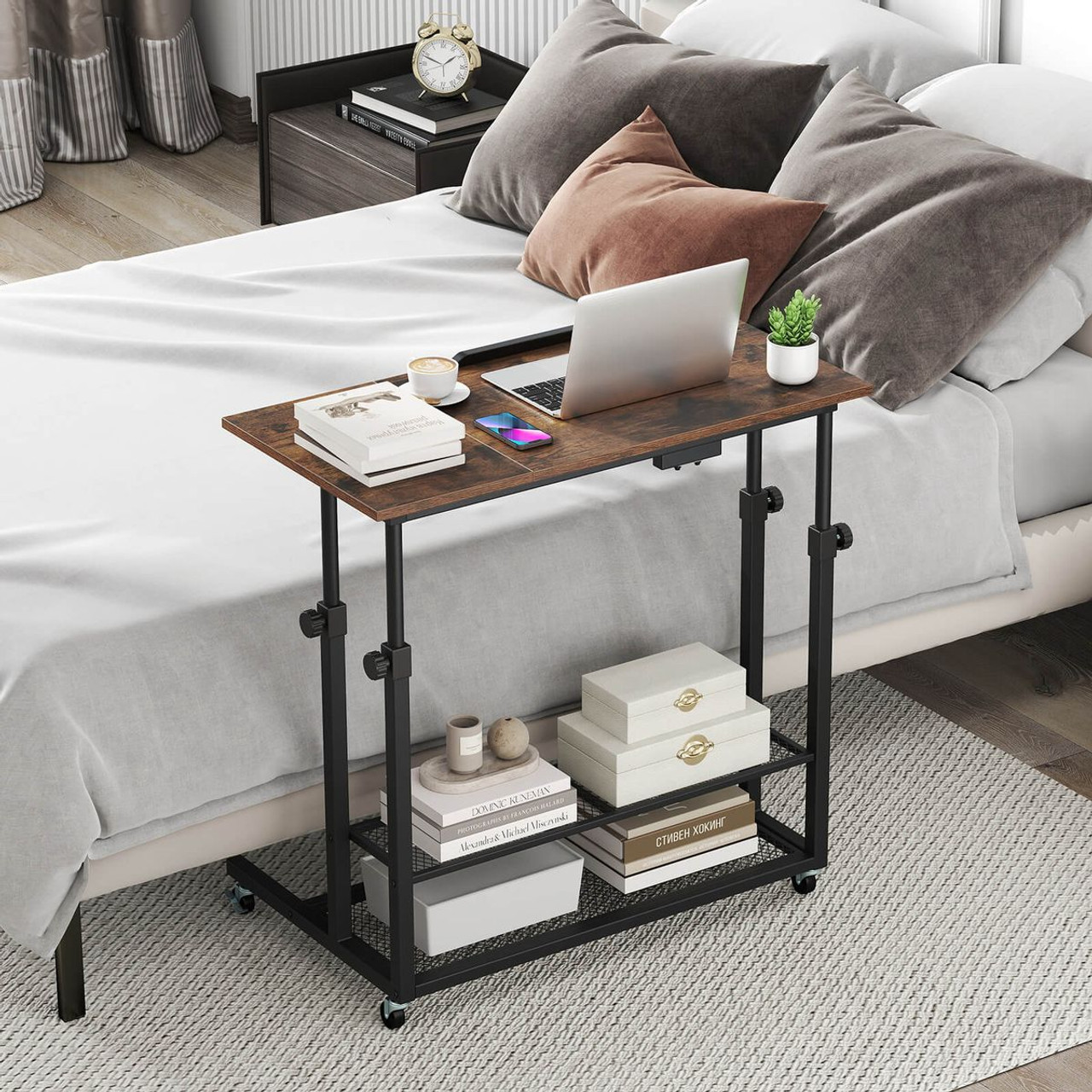 Mobile Stand-Up Desk with Tilting Tabletop and Storage  product image