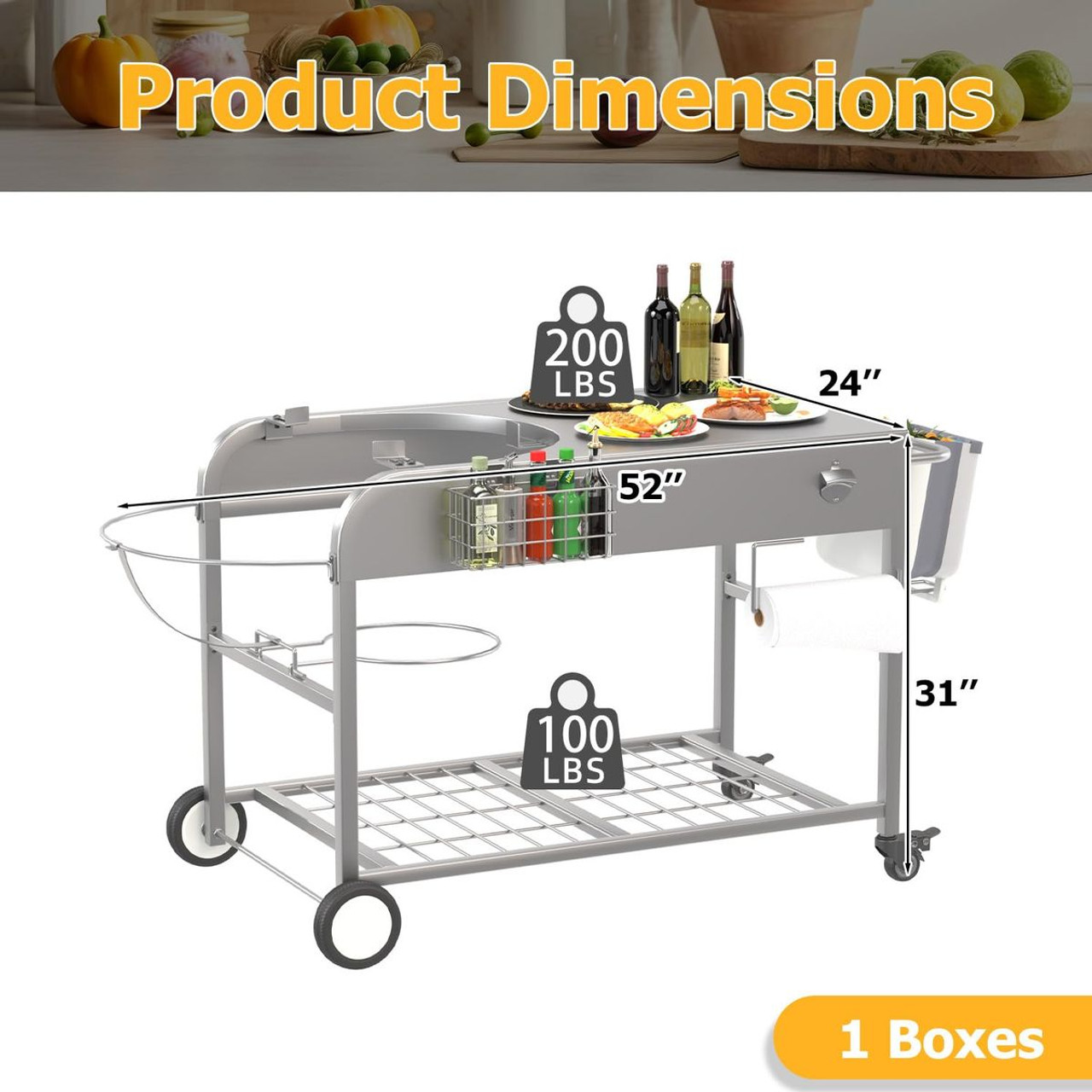 Outdoor Grill Table with Wheels product image
