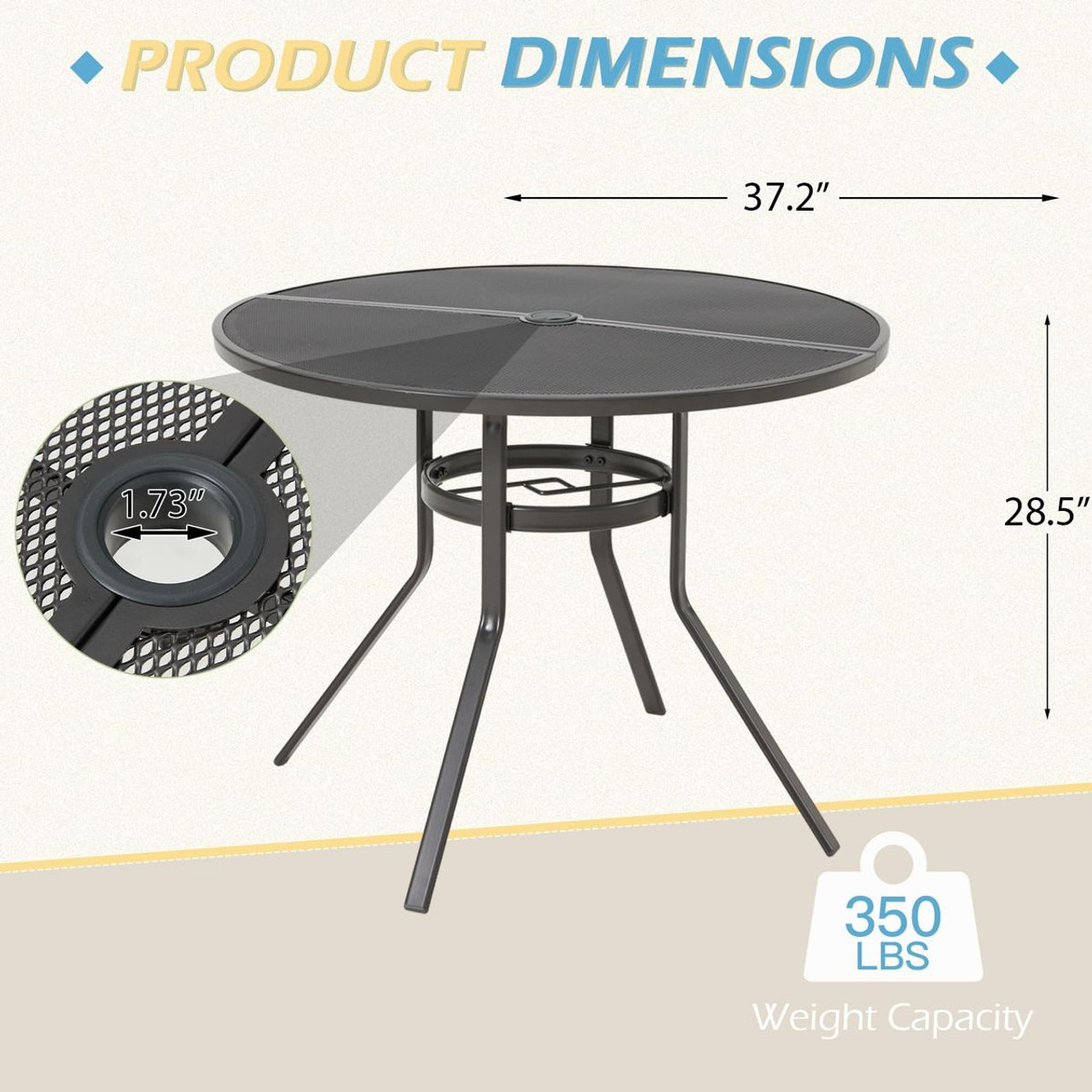 37" Outdoor Patio Dining Table for 4 product image