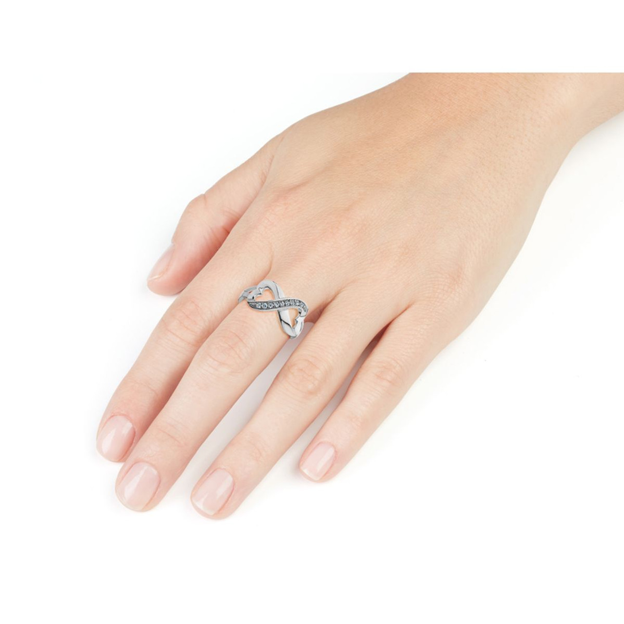 Infinite Love Double Heart Created White Topaz Ring in Sterling Silver product image