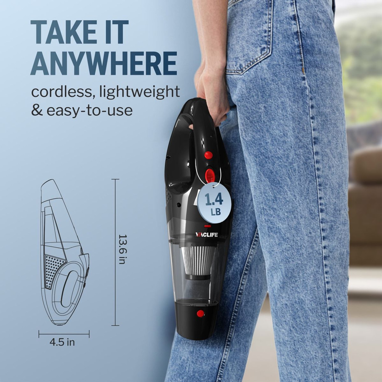 Vaclife Cordless Handheld Vacuum with 2 Filters product image