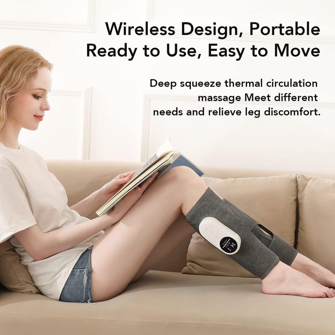 1 Pack Leg Massager for Pressure Relief, Calf Air Compression Massager with 3 Intensities and 3 Modes, Easy to Use, Muscle Relaxation, Grey product image