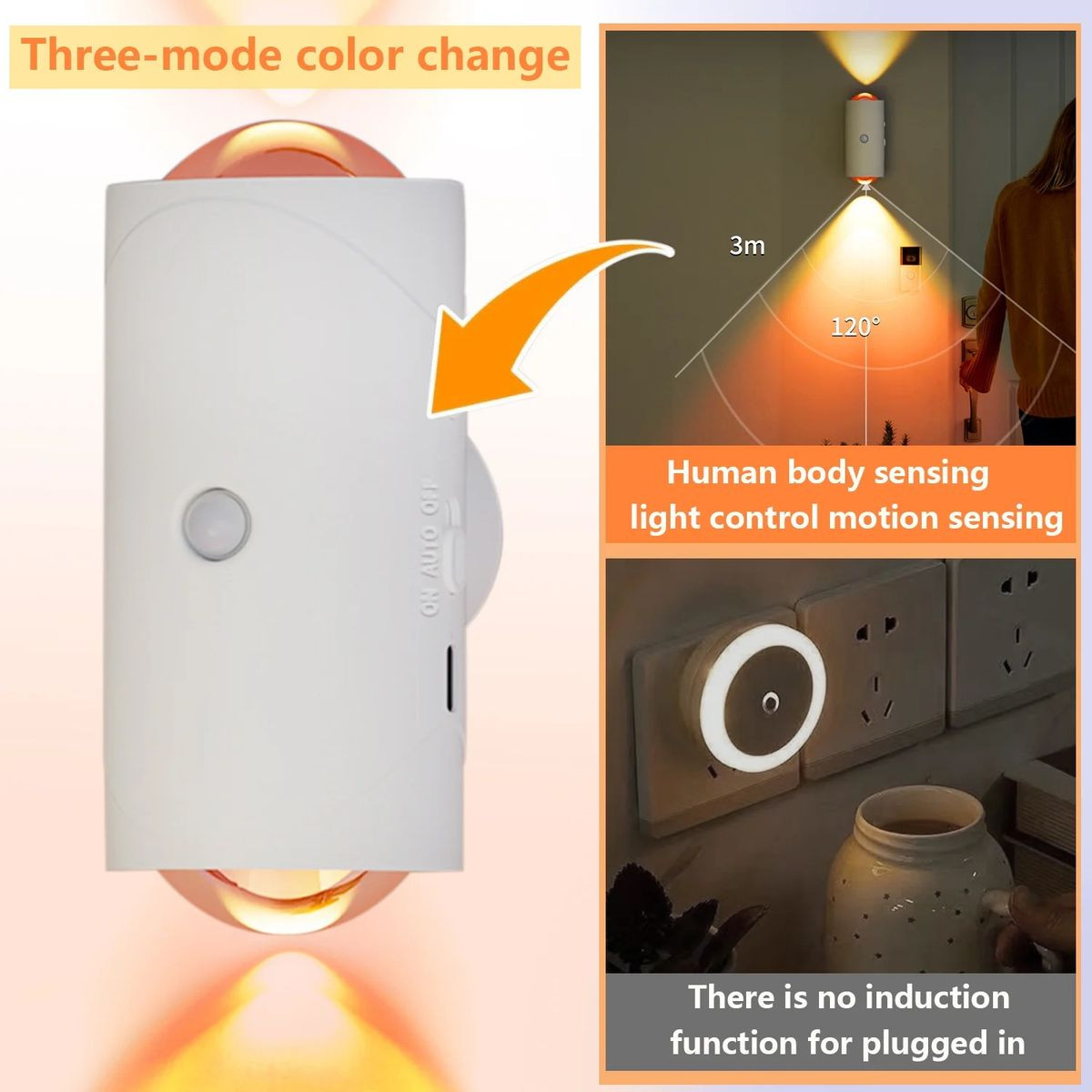 LED Motion Sensor Night Light,7 Colors Rechargeable Light,Wireless Magnetic Wall Lamp,For Garden Steps,Bedroom,Hallway,Courtyard,Holiday Decor product image