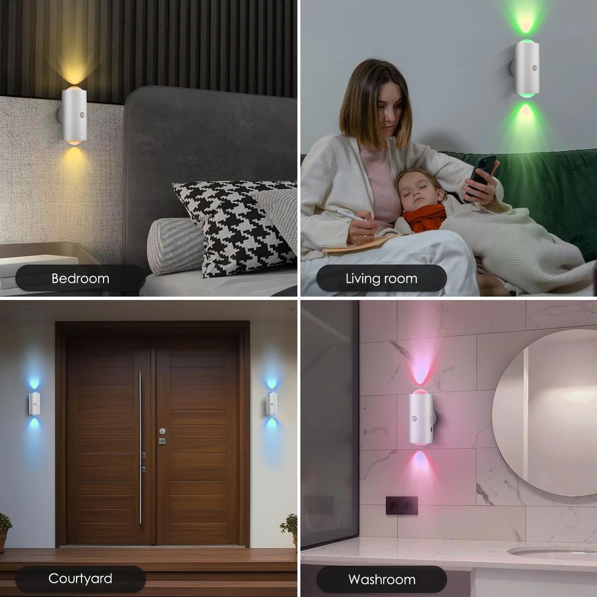 LED Motion Sensor Night Light,7 Colors Rechargeable Light,Wireless Magnetic Wall Lamp,For Garden Steps,Bedroom,Hallway,Courtyard,Holiday Decor product image