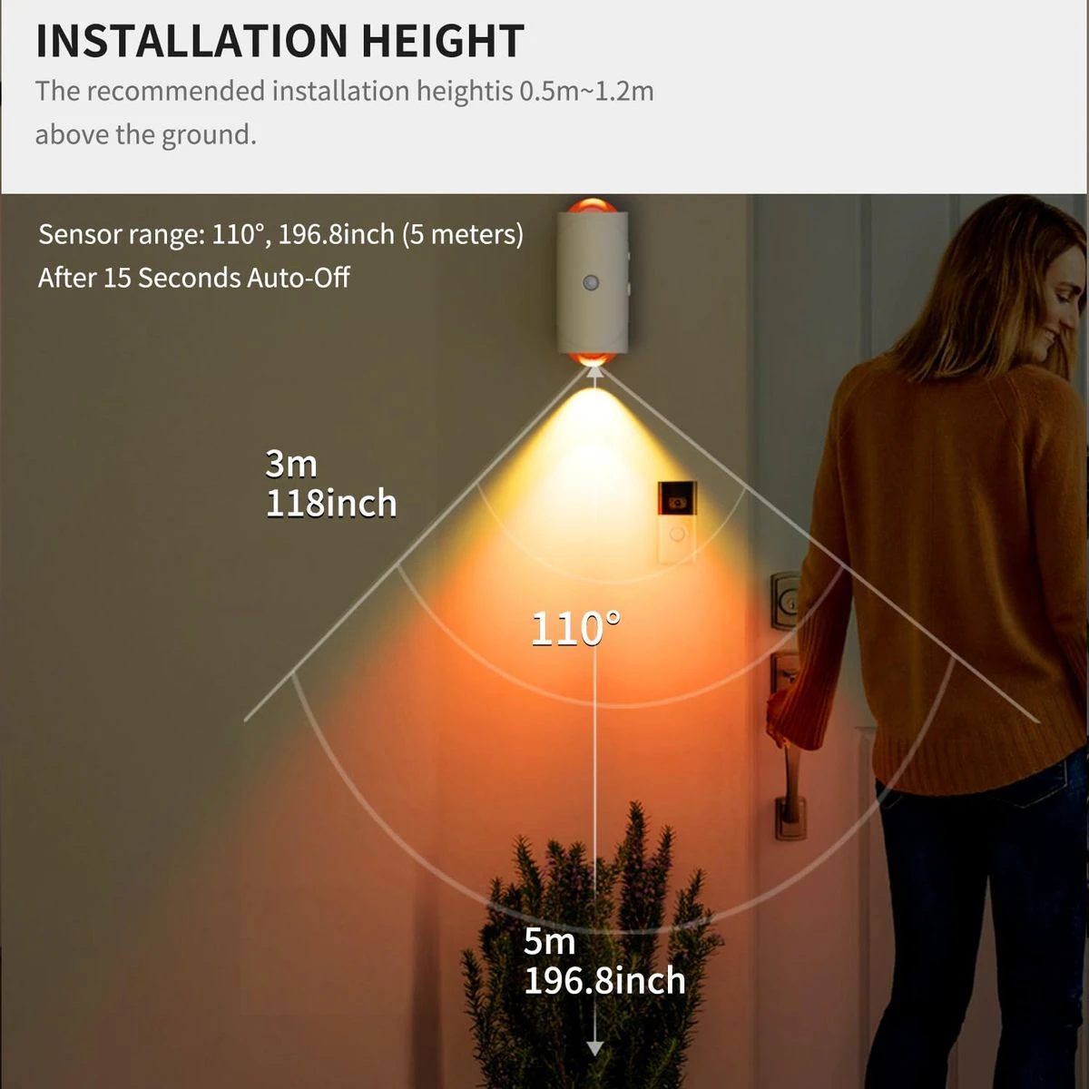 LED Motion Sensor Night Light,7 Colors Rechargeable Light,Wireless Magnetic Wall Lamp,For Garden Steps,Bedroom,Hallway,Courtyard,Holiday Decor product image