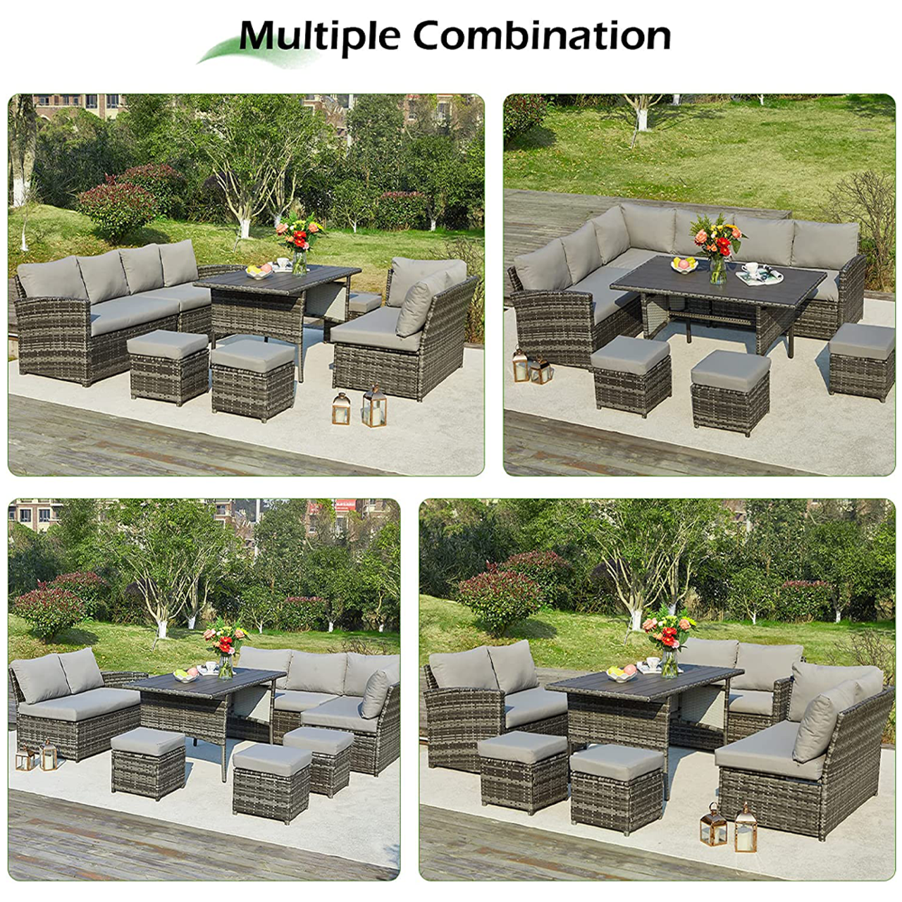 Rattan 7-Piece Outdoor Dining Sofa Set with Multiple Layout Options product image