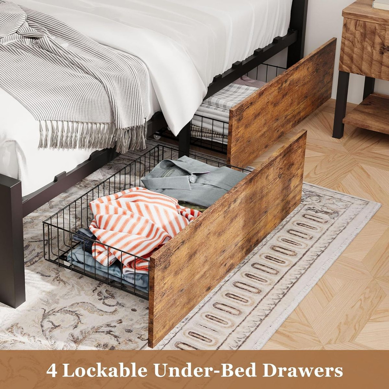 Bed Frame with 4 Storage Drawers product image