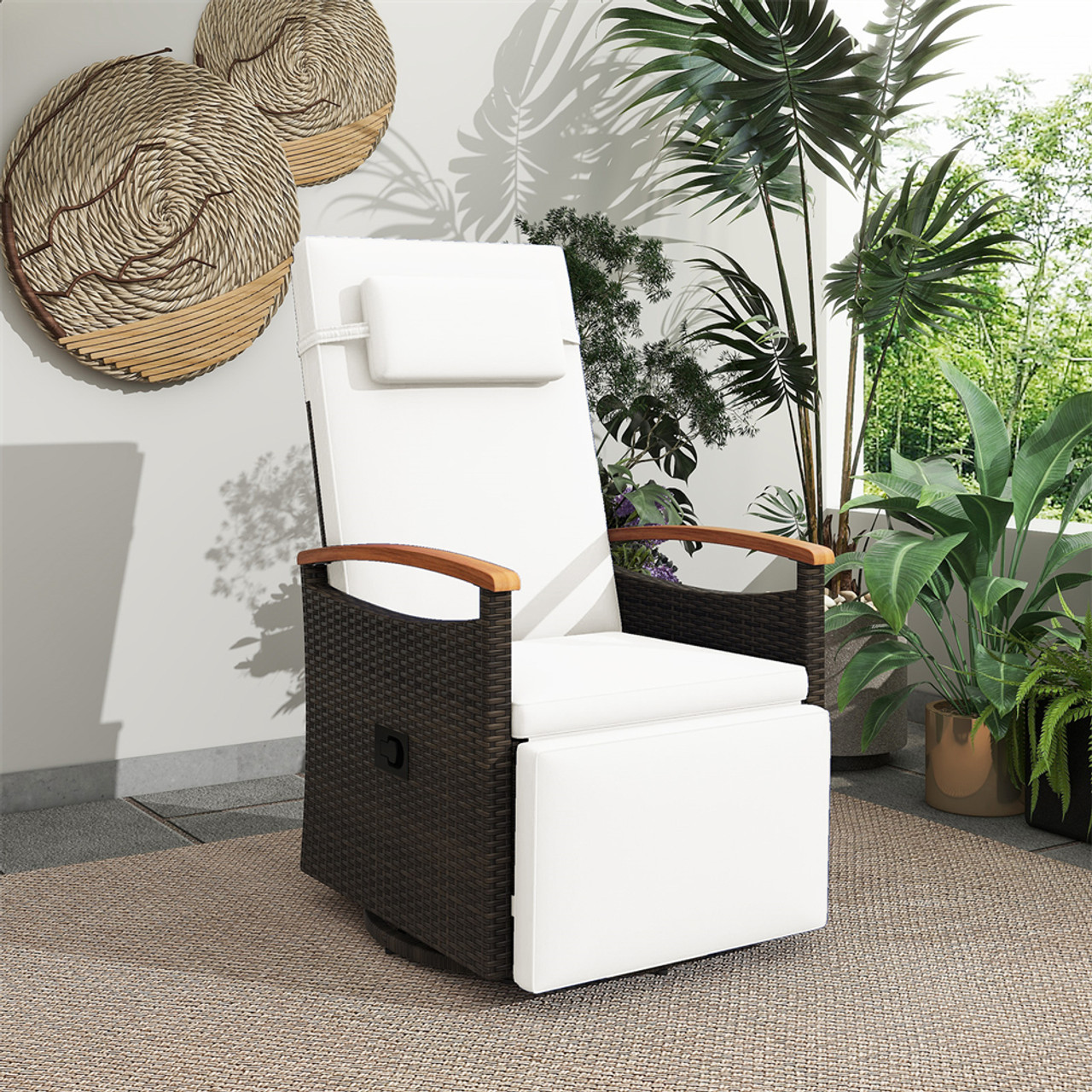 Outdoor 360° Swivel Rattan Recliner Chair product image