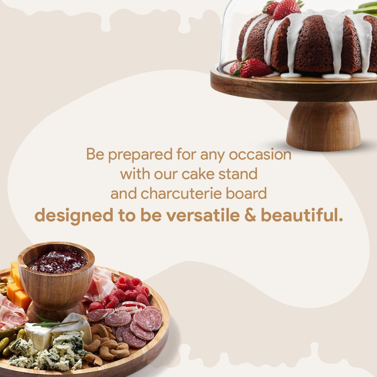 2-in-1 Acacia Wood Cake Stand with Lid product image