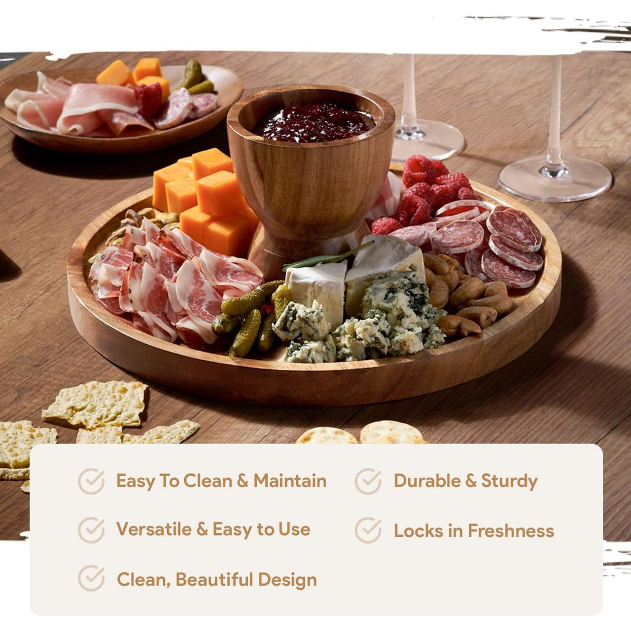 2-in-1 Acacia Wood Cake Stand with Lid product image