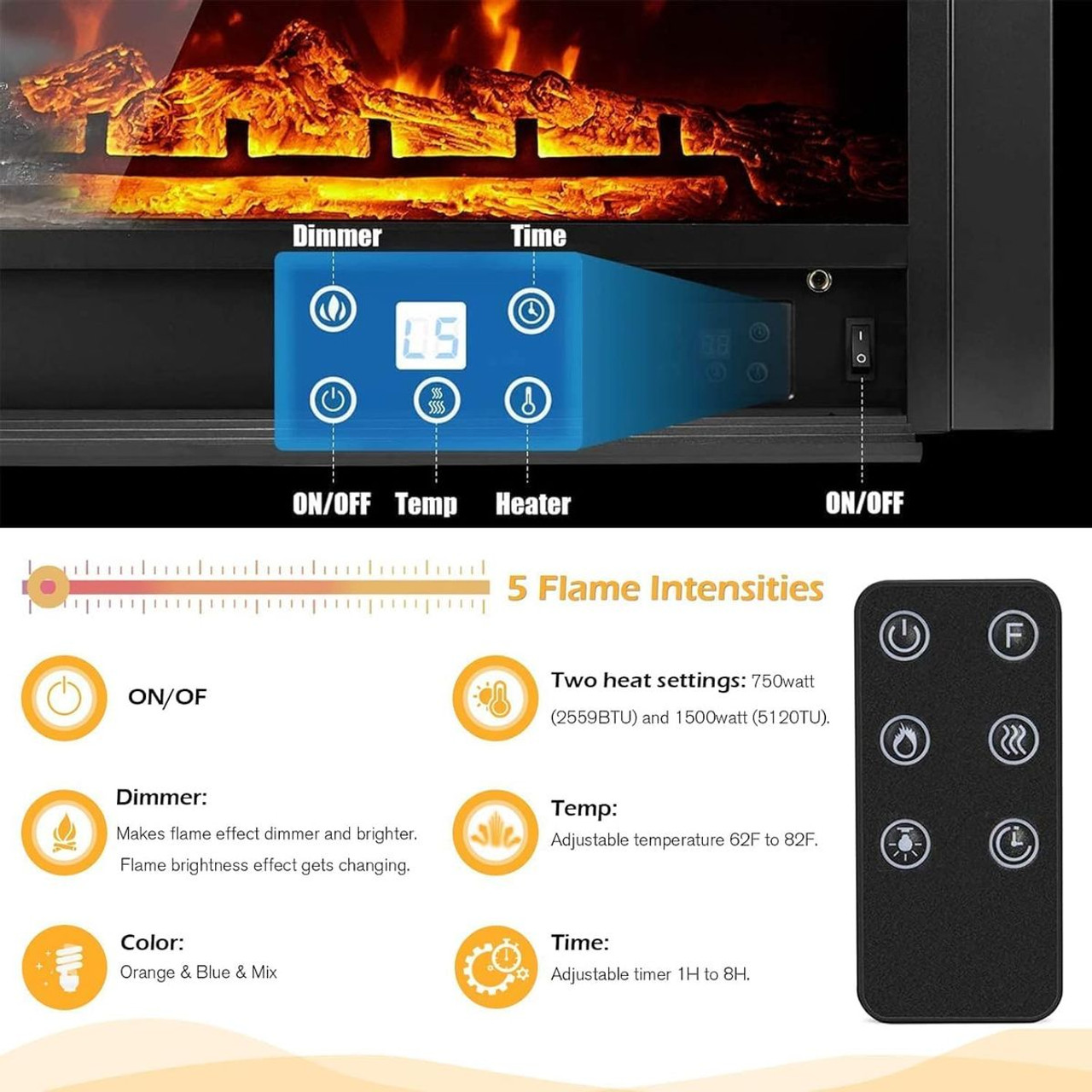 28.5" Electric LED Fireplace Insert  product image
