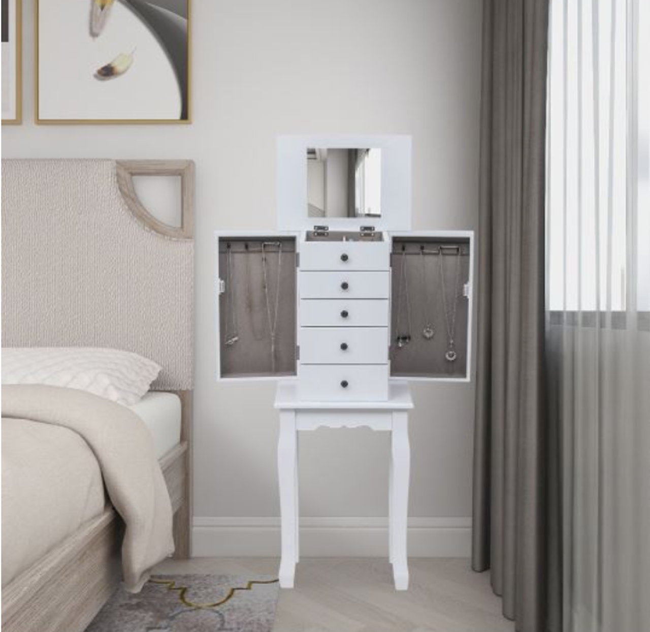 Standing 5-Drawer Jewelry Armoire with Mirror product image