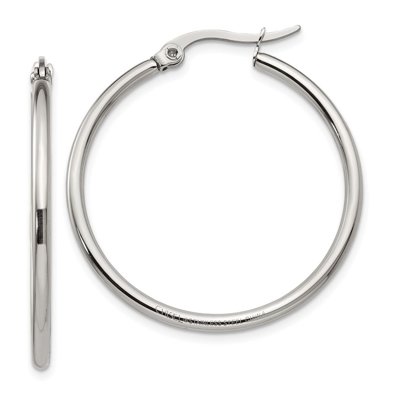 Stainless Steel Polished 32.5mm Hoop Earrings product image