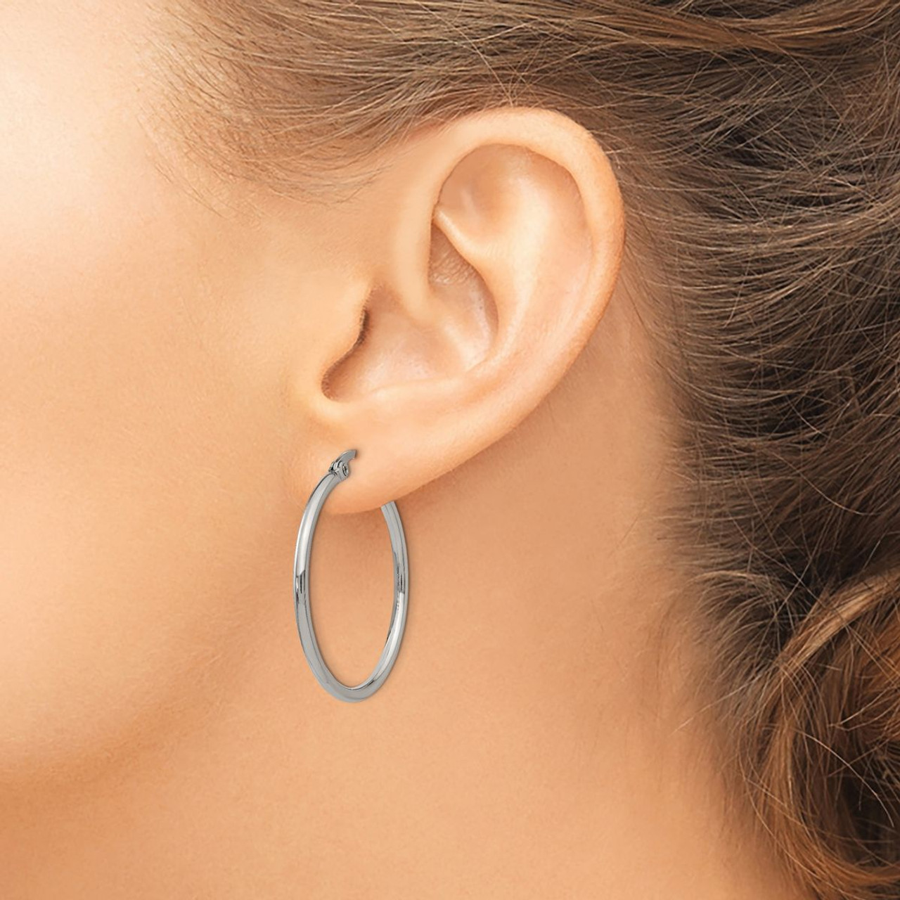 Stainless Steel Polished 32.5mm Hoop Earrings product image