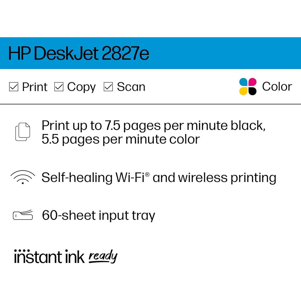 DeskJet 2827e Wireless All-in-One Color Inkjet Printer product image