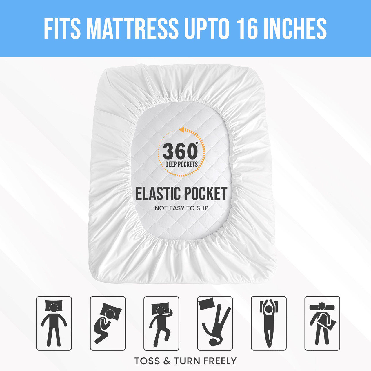 100% Waterproof Quilted Mattress Pad, Soft & Noiseless Topper product image
