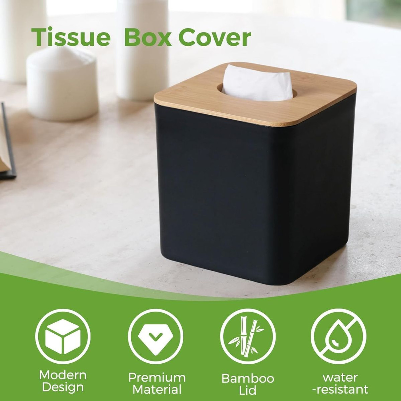 Modern Bamboo Tissue Box Cover product image