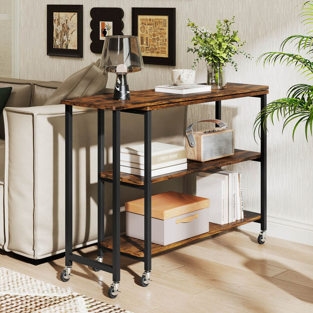 360° Rotation Mobile Laptop Table with Storage Shelves product image