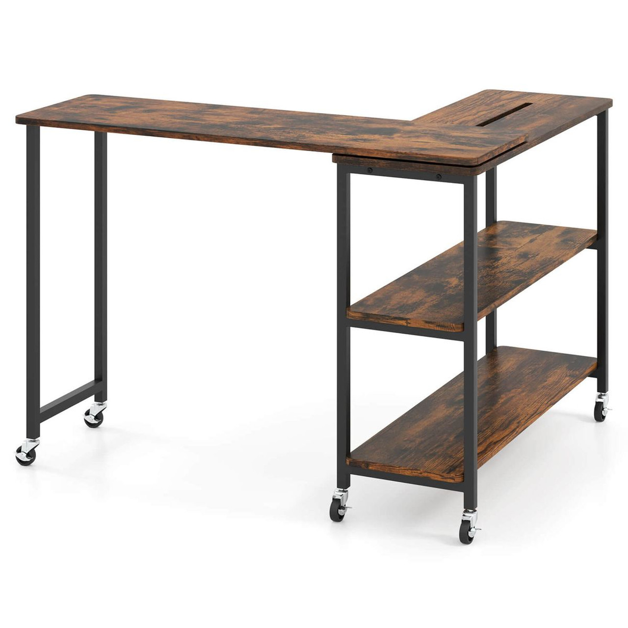 360° Rotation Mobile Laptop Table with Storage Shelves product image