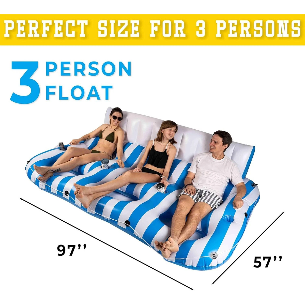 3-Person Pool Float With Handles And Cup Holders product image